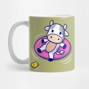 Cute Cow Floating With Swimming Tires Mug